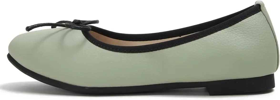 Hee grand Women Square Toe Cute Bow-Knot Ballet Shoes Solid Slip-On Flats Comfort Work Shoes Light Weight Loafers