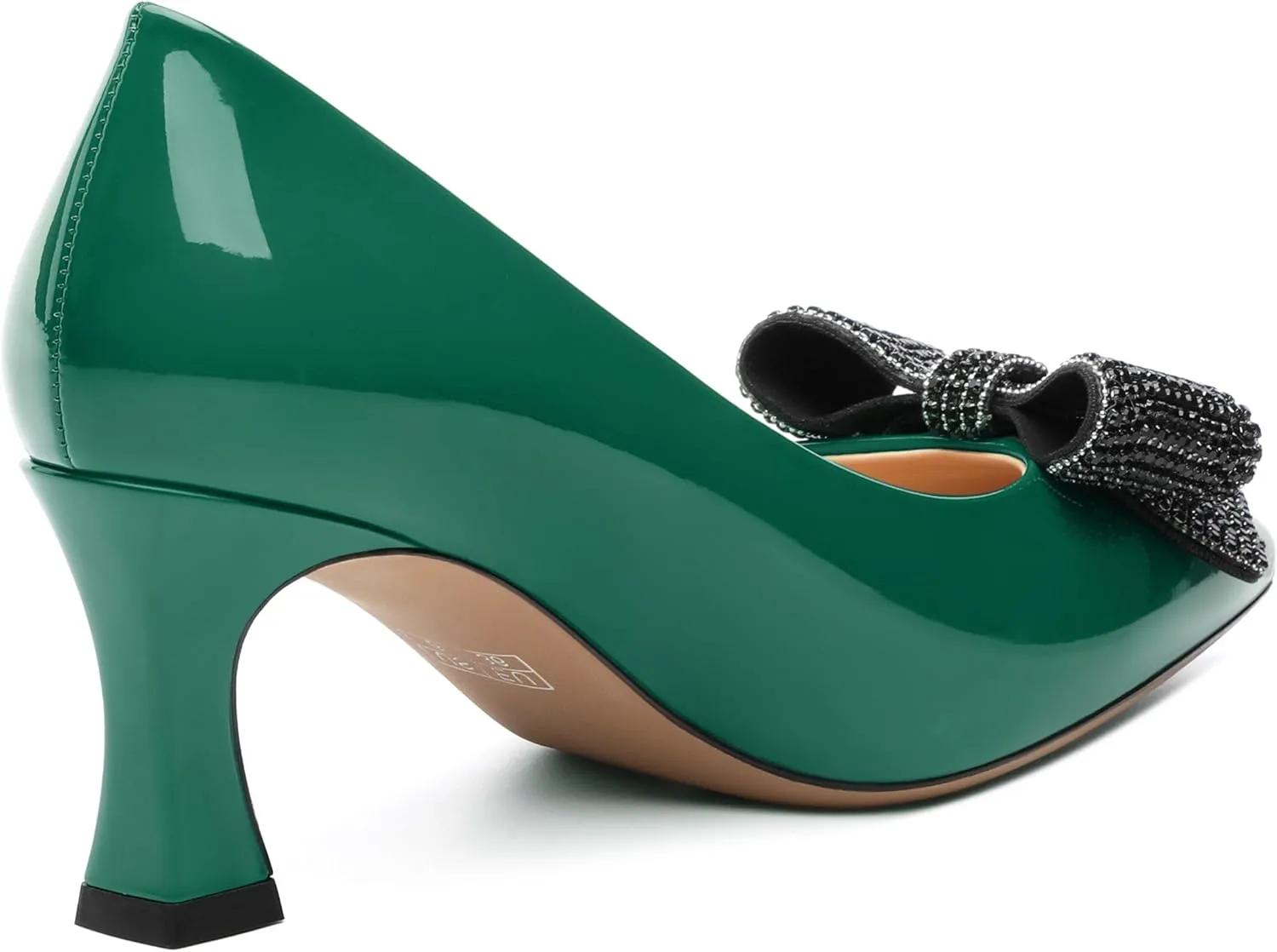 Heels for Women Closed Patent Pointed Toe Bow Pumps Slip on Kitten Low Heels Wedding Party Dress Office Shoes 2.5Inch