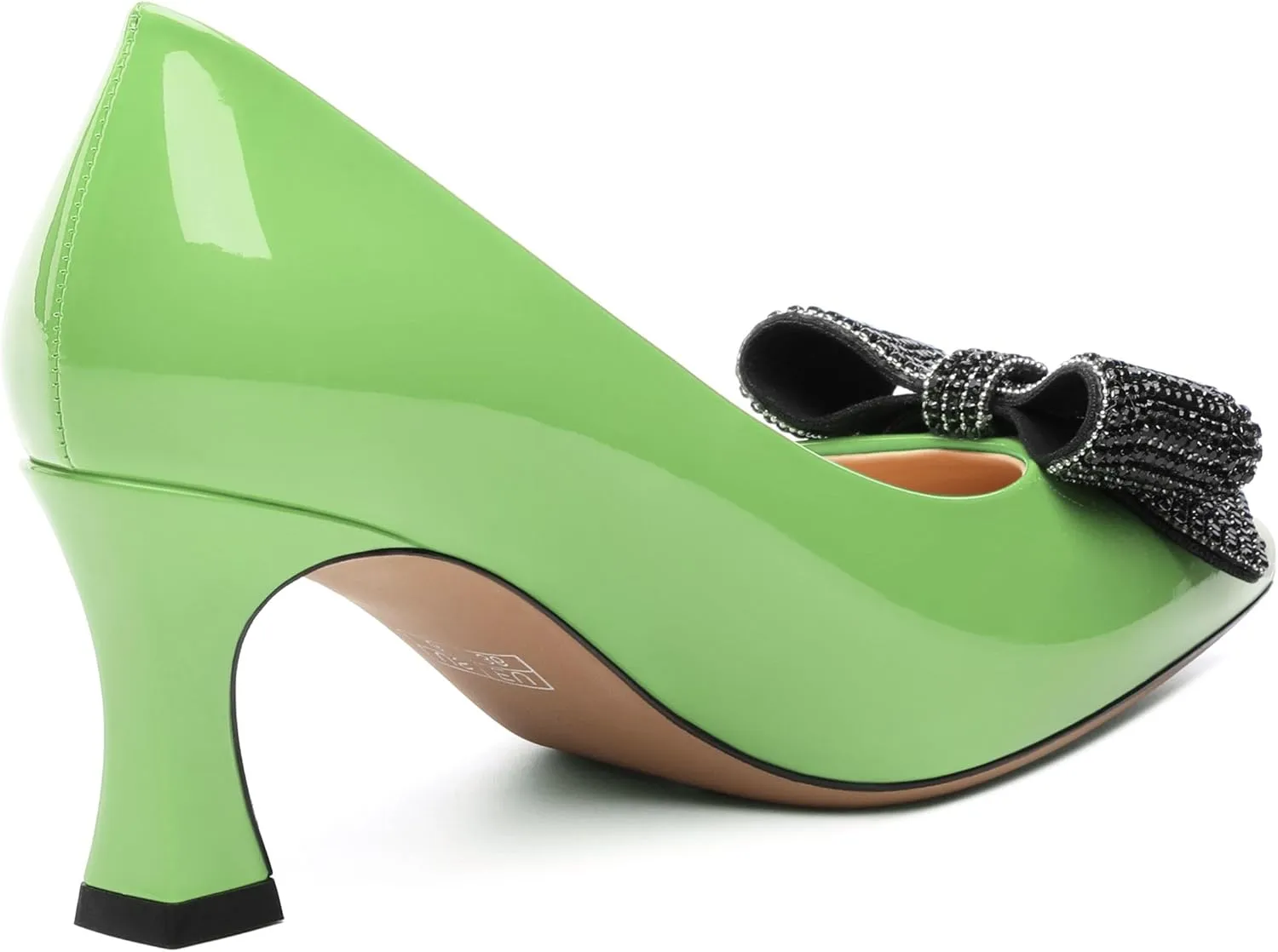 Heels for Women Closed Patent Pointed Toe Bow Pumps Slip on Kitten Low Heels Wedding Party Dress Office Shoes 2.5Inch