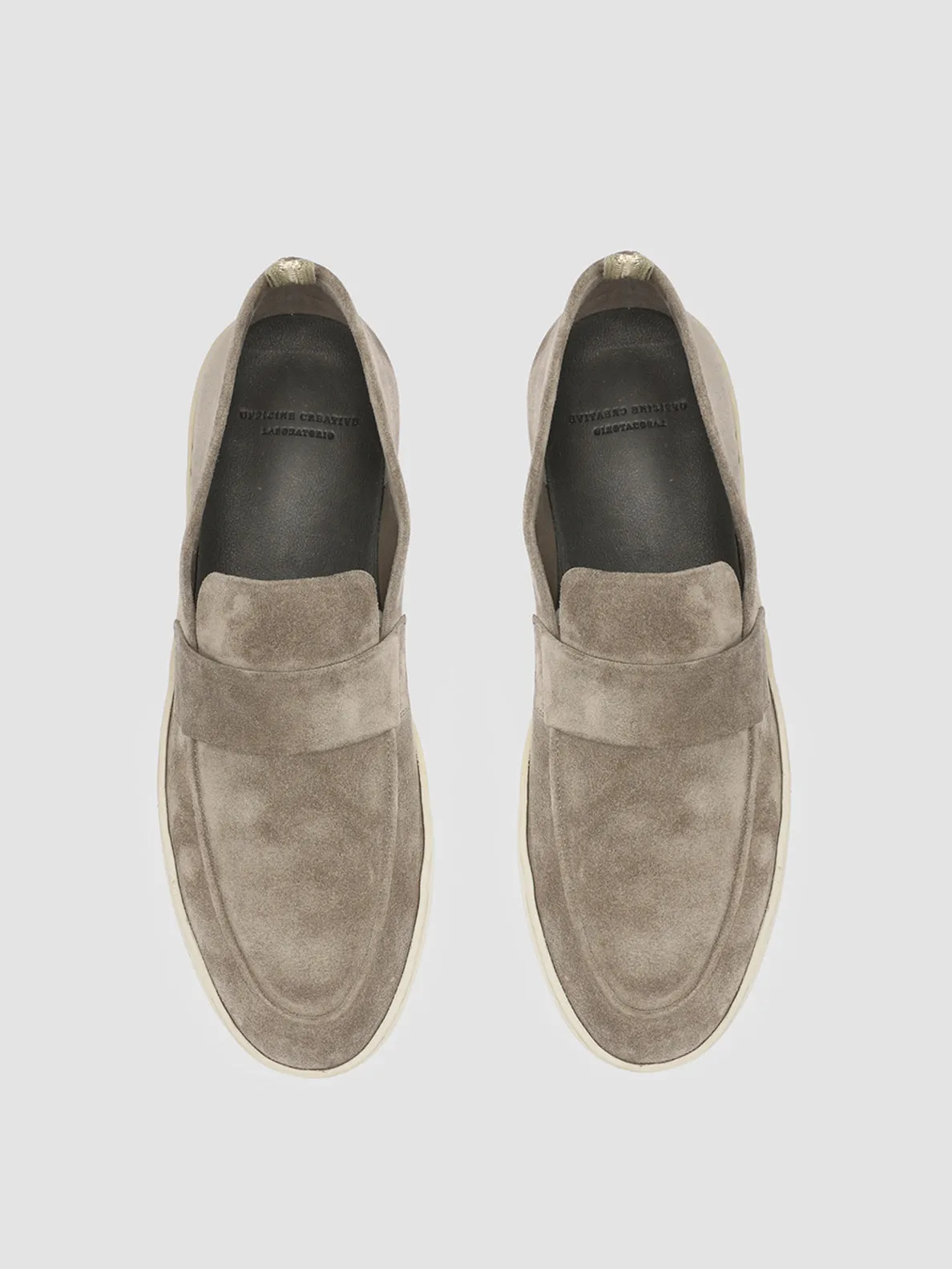 HERBIE 001 - Mocassini Penny Loafer in Pelle Scamosciata Tortora