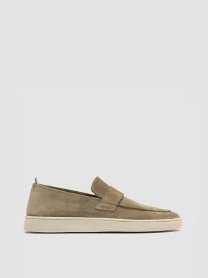HERBIE 001 - Mocassini Penny Loafer in Pelle Scamosciata Tortora