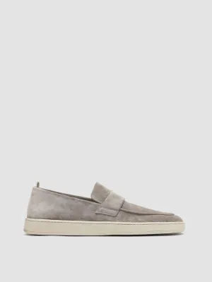 HERBIE 001 - Mocassini Penny Loafer in Pelle Scamosciata Tortora