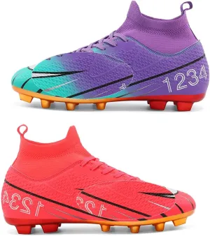 HESBITEUL Soccer Cleats for Mens Womens Youth FG Football Boots Outdoor Breathable Training Sneaker Shoes