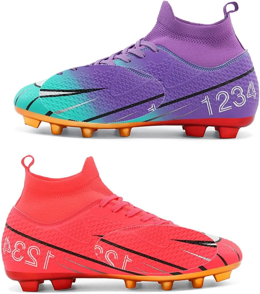 HESBITEUL Soccer Cleats for Mens Womens Youth FG Football Boots Outdoor Breathable Training Sneaker Shoes