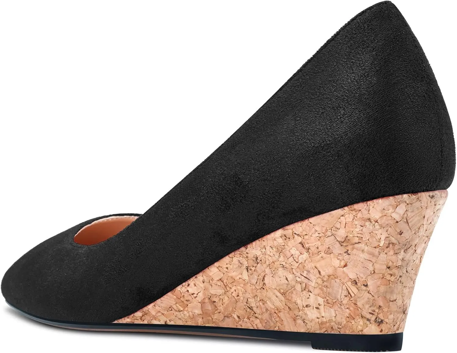 HEUIVZAR Pumps for Women Slip-on Closed Square Toe Block Chunky Wedge Low Heel Pumps Suede Shopping Vacation Classic 2 Inch