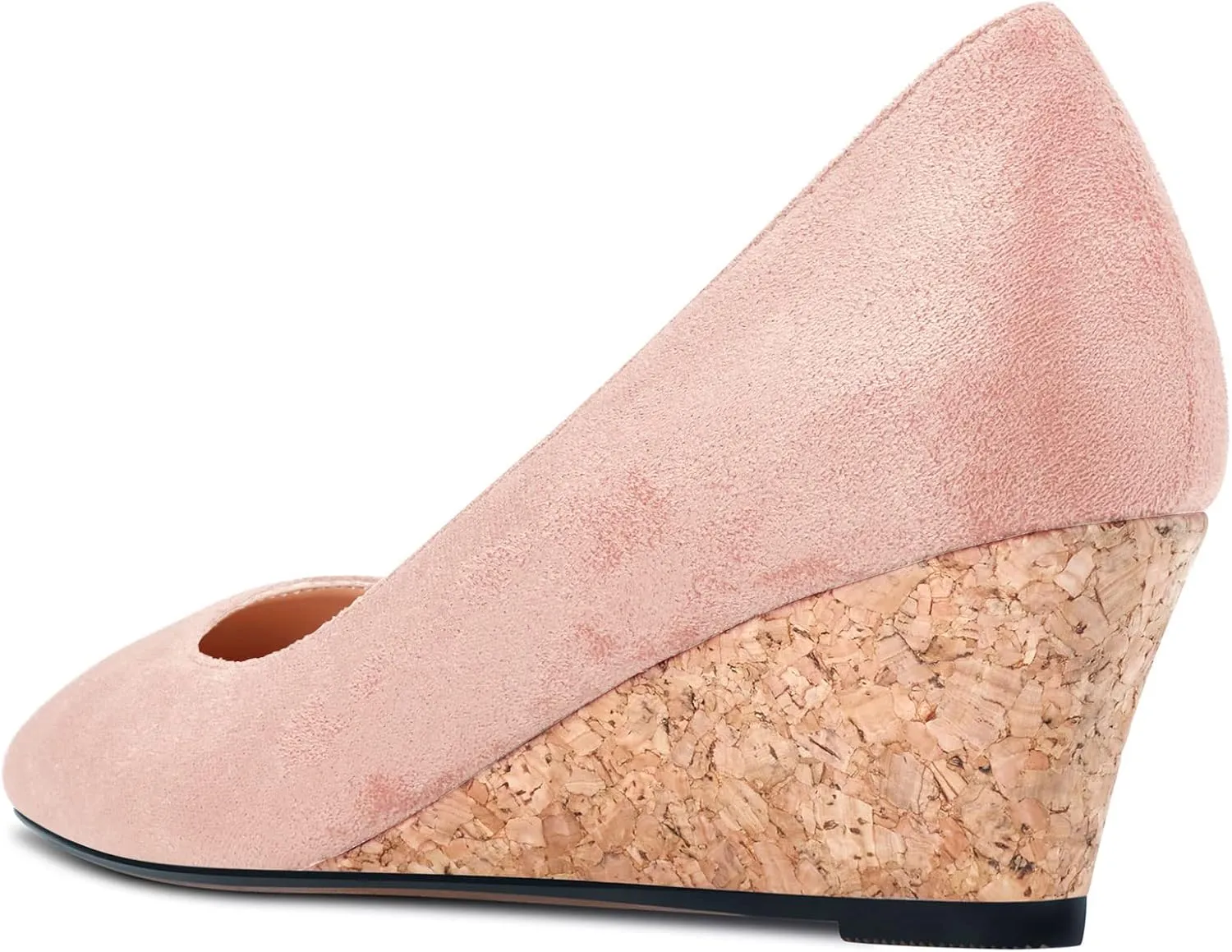 HEUIVZAR Pumps for Women Slip-on Closed Square Toe Block Chunky Wedge Low Heel Pumps Suede Shopping Vacation Classic 2 Inch