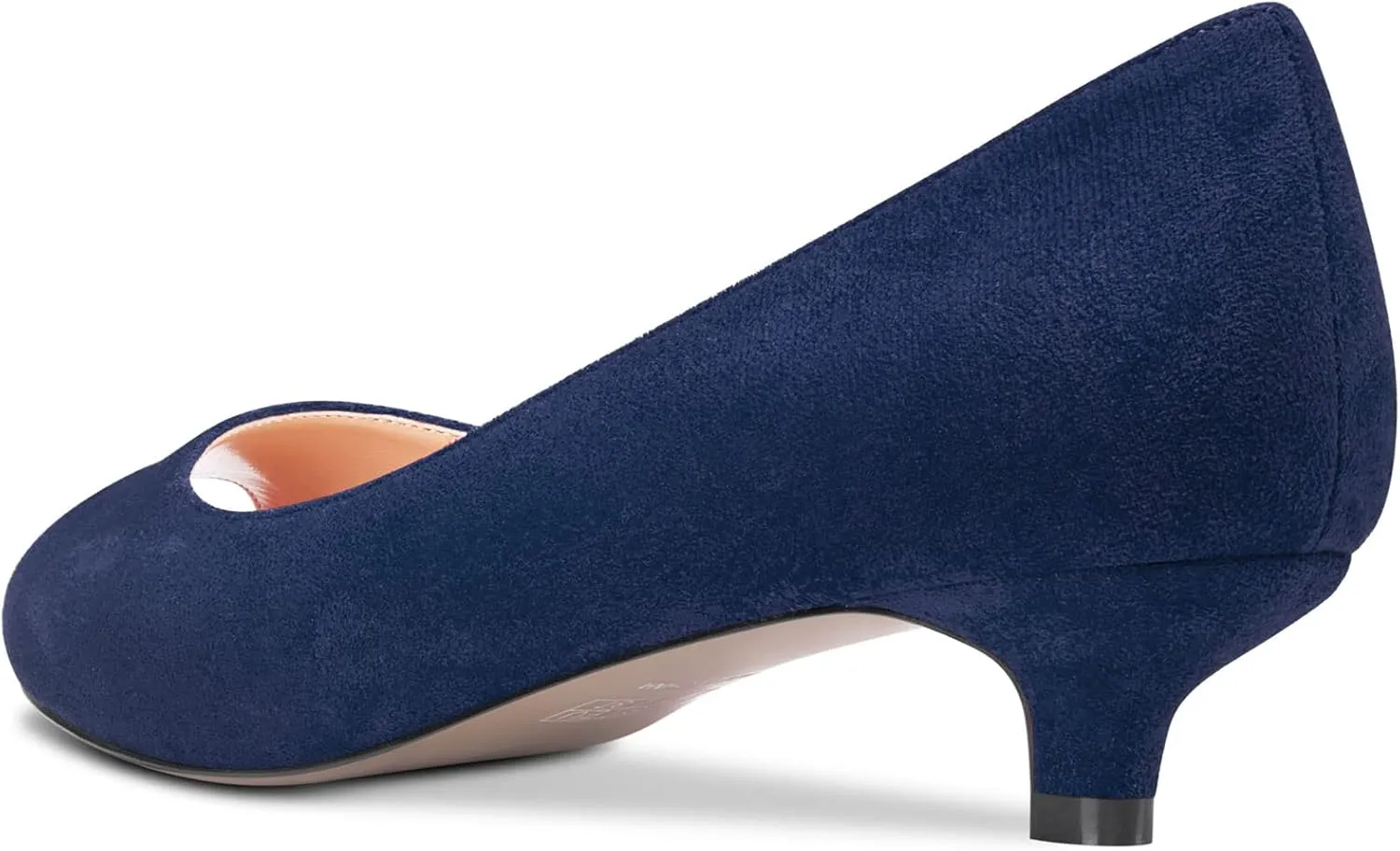 HEUIVZAR Pumps for Womens Open Peep Toe Low Kitten Heel Slip On Suede Casual Comfort Dress Shoes 1.5 Inch