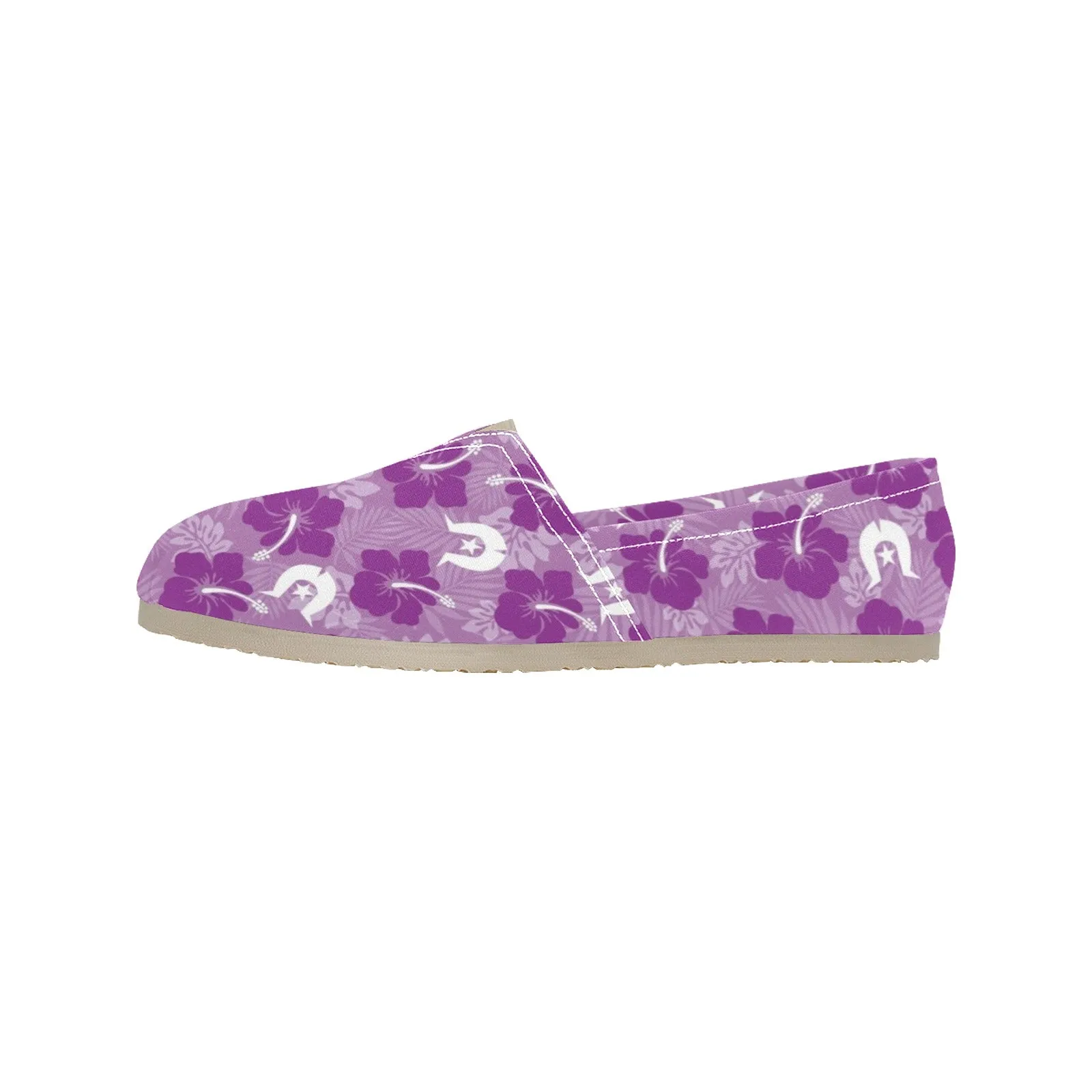 Hibiscus flowers with Dhari (Royal purple) on Men's Classic Canvas Slip-On Shoes