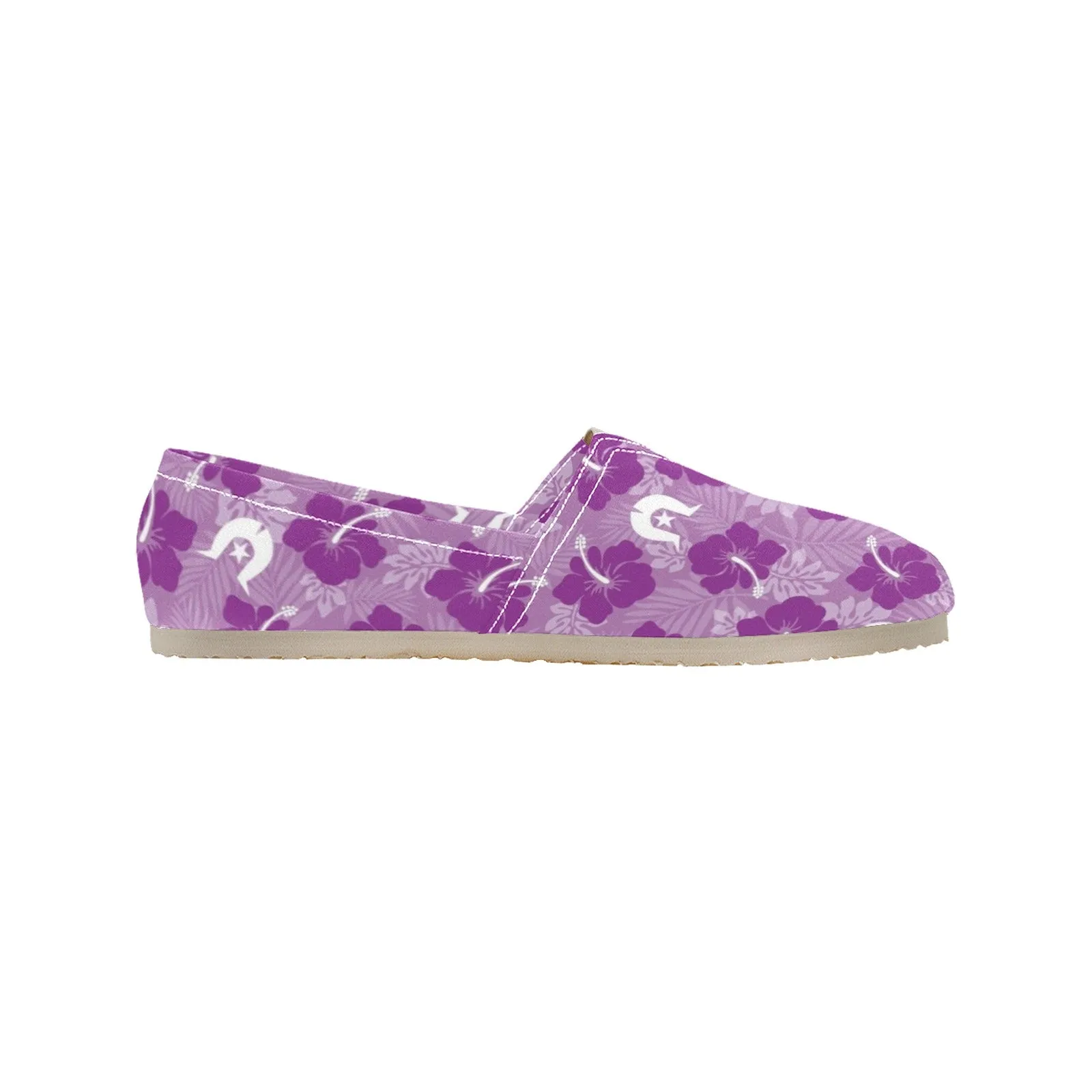 Hibiscus flowers with Dhari (Royal purple) on Men's Classic Canvas Slip-On Shoes