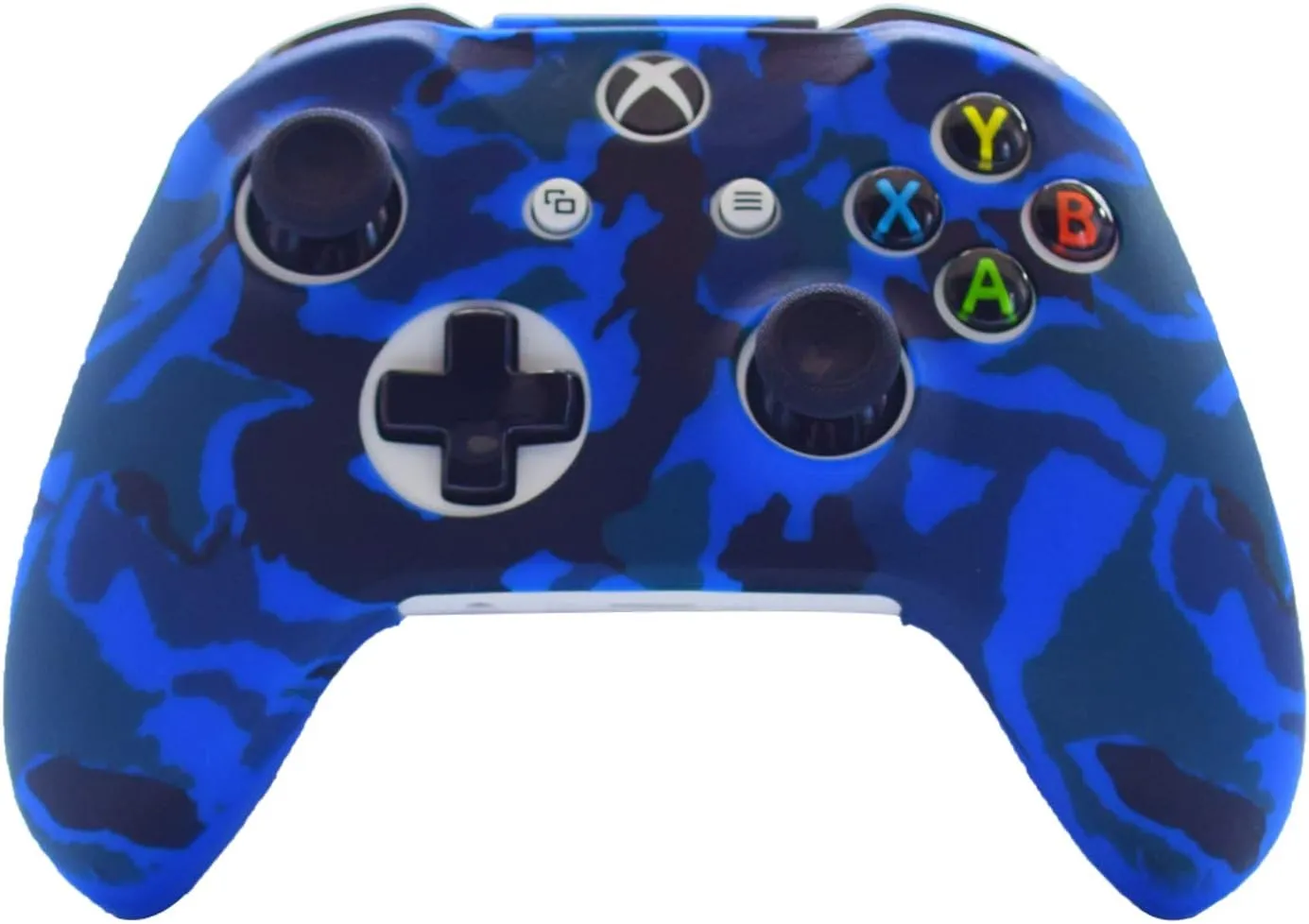 Hikfly Silicone Gel Controller Skin Protector Kit for Xbox One - Camouflage Cover with 8 Thumb Grip Caps (Blue, Red)