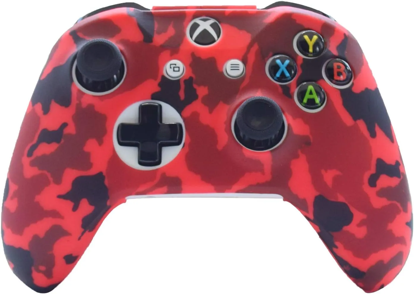 Hikfly Silicone Gel Controller Skin Protector Kit for Xbox One - Camouflage Cover with 8 Thumb Grip Caps (Blue, Red)