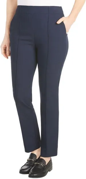 Hilary Radley Women's Ponte Pull-On Mid Rise Slim Leg Pants