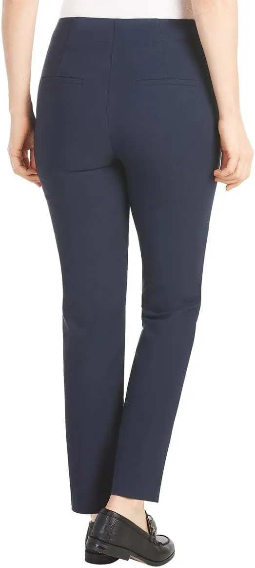 Hilary Radley Women's Ponte Pull-On Mid Rise Slim Leg Pants