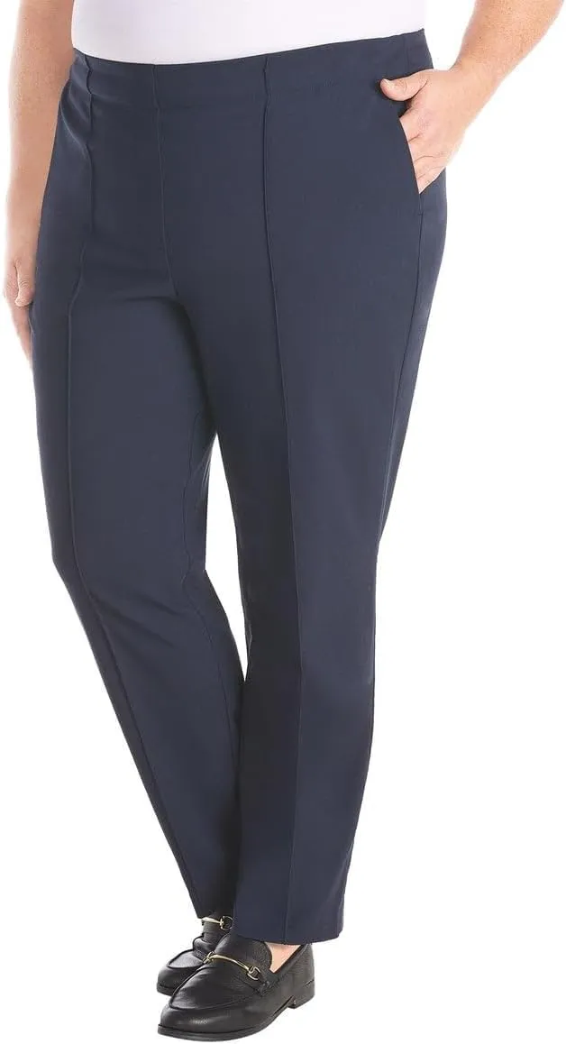 Hilary Radley Women's Ponte Pull-On Mid Rise Slim Leg Pants