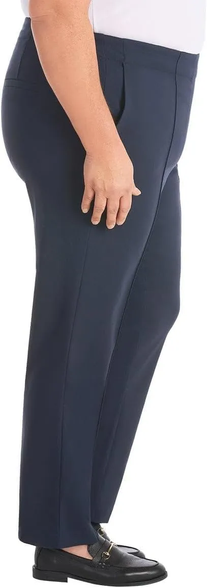 Hilary Radley Women's Ponte Pull-On Mid Rise Slim Leg Pants