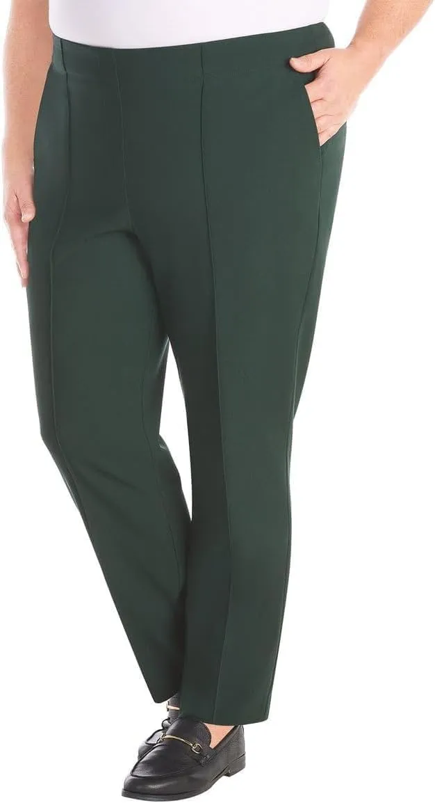 Hilary Radley Women's Ponte Pull-On Mid Rise Slim Leg Pants