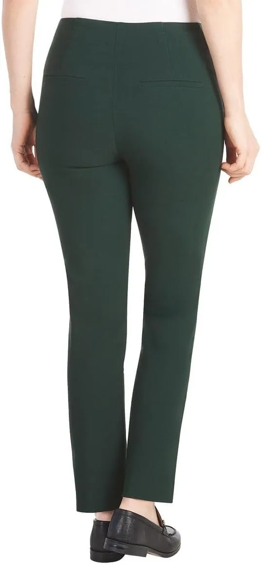 Hilary Radley Women's Ponte Pull-On Mid Rise Slim Leg Pants