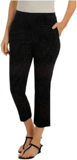 Hilary Radley Women's Pull-On Slim Capri Pant with Tummy Control and Pockets, Black & Off-white