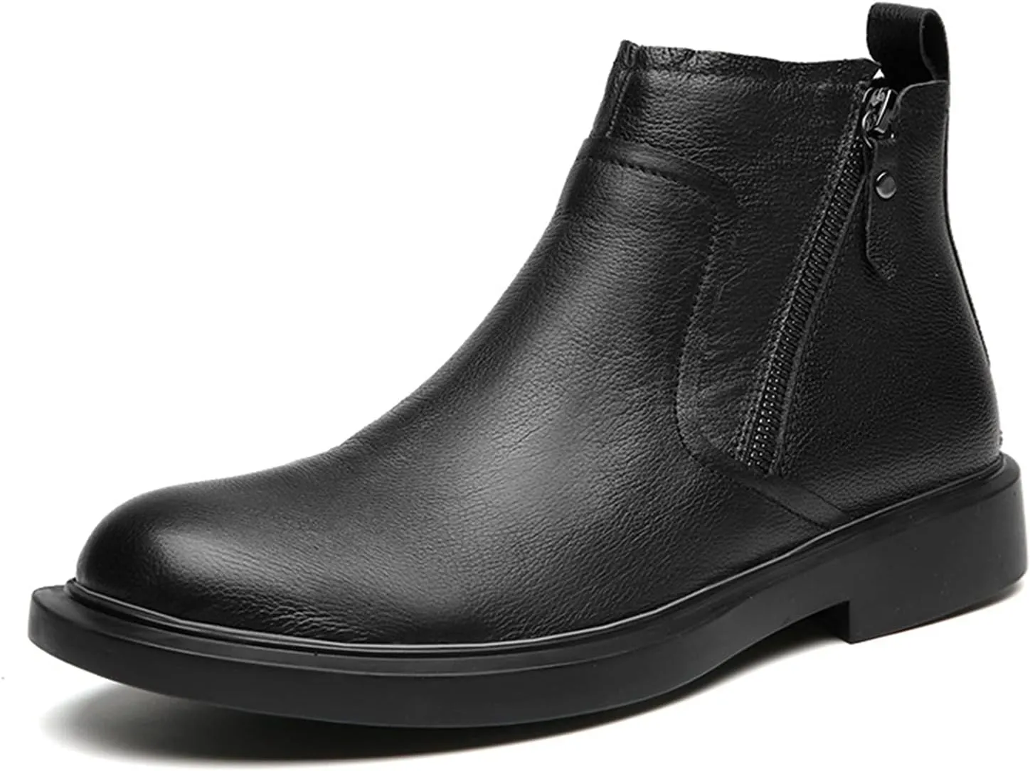 HOOENG Ankle Boots for Men Double Side Zip Vegan Leather Non Slip Wearable Slip on Anti-Slip Dress