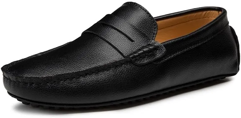 HOOENG Mens Loafers Penny Driving Loafers Vegan Leather Stitching Details Flat Heel Comfortable Flexible Party Slip On