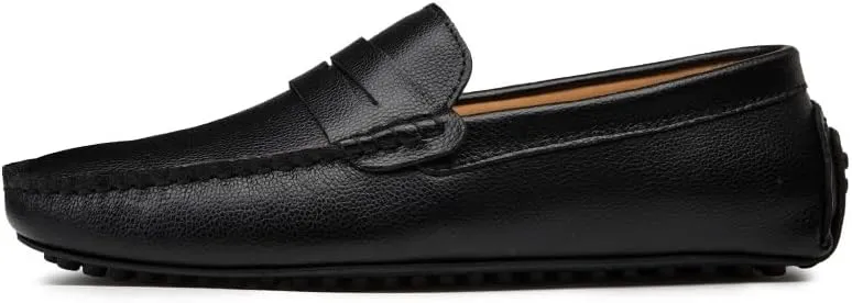 HOOENG Mens Loafers Penny Driving Loafers Vegan Leather Stitching Details Flat Heel Comfortable Flexible Party Slip On