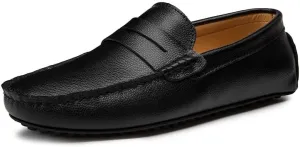 HOOENG Mens Loafers Penny Driving Loafers Vegan Leather Stitching Details Flat Heel Comfortable Flexible Party Slip On