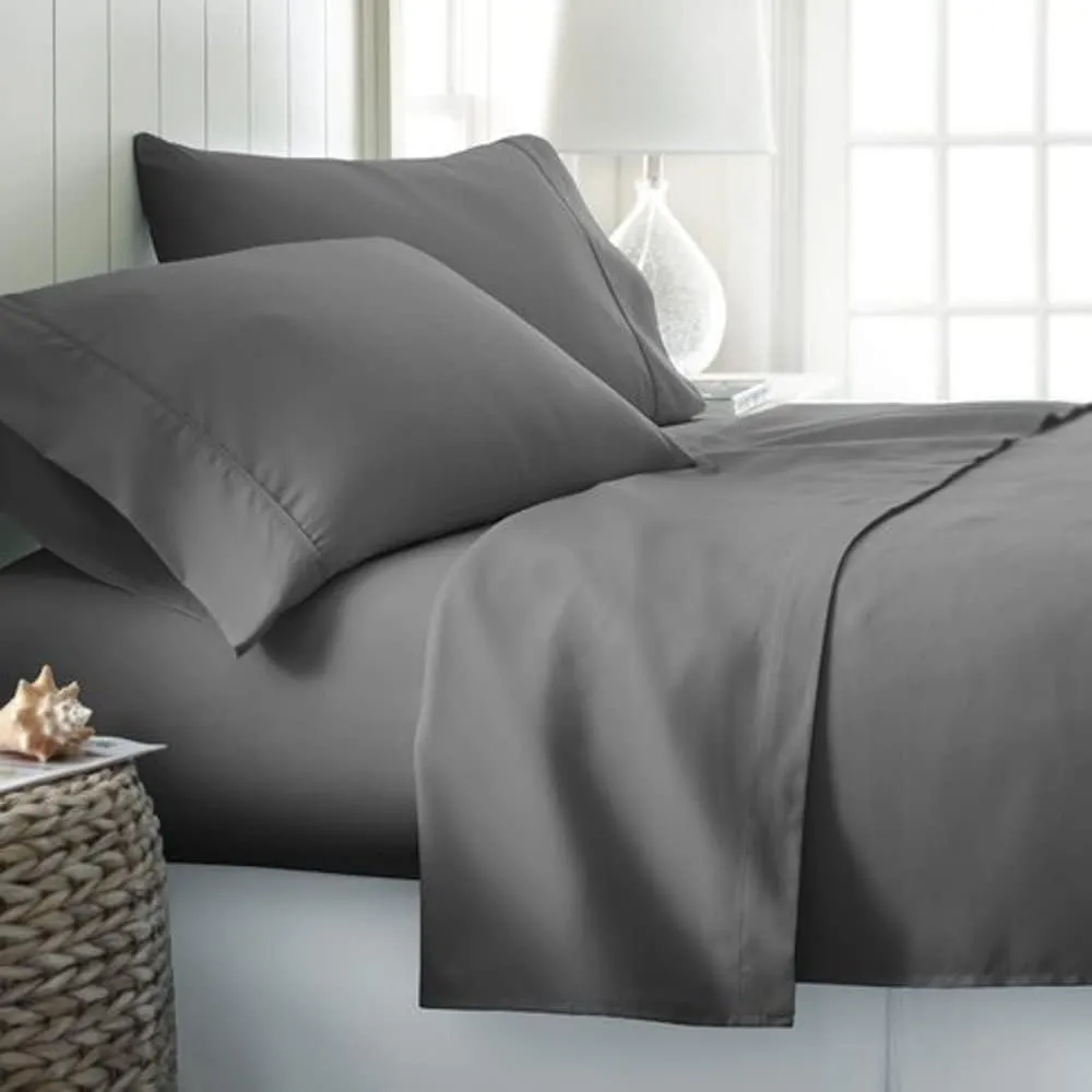 Hotel Quality1000 Thread Count 100% Egyptian Cotton Oversized King, Grey, 8 Piece Bed in Bag 4pc Sheet Set   3pc Comforter Set 1pc Bed Skirt Upto 30" Deep Pocket