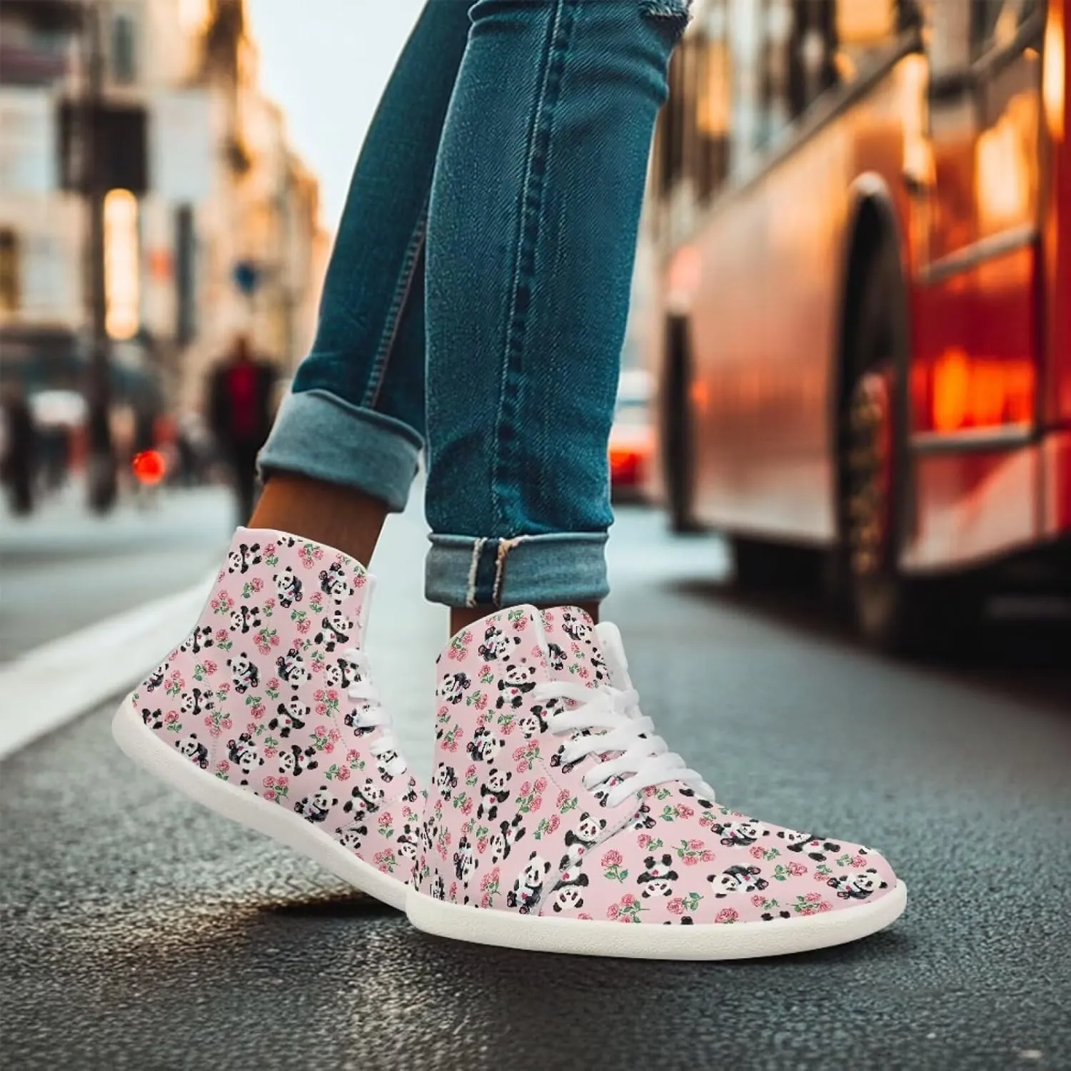 Howilath Valentine's Men's Barefoot Shoes High Top Sneakers Wide Toe PU Leather Minimalist Shoes