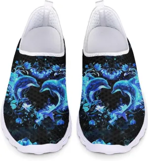 HUGS IDEA Women's Floral Mesh Slip on Shoes
