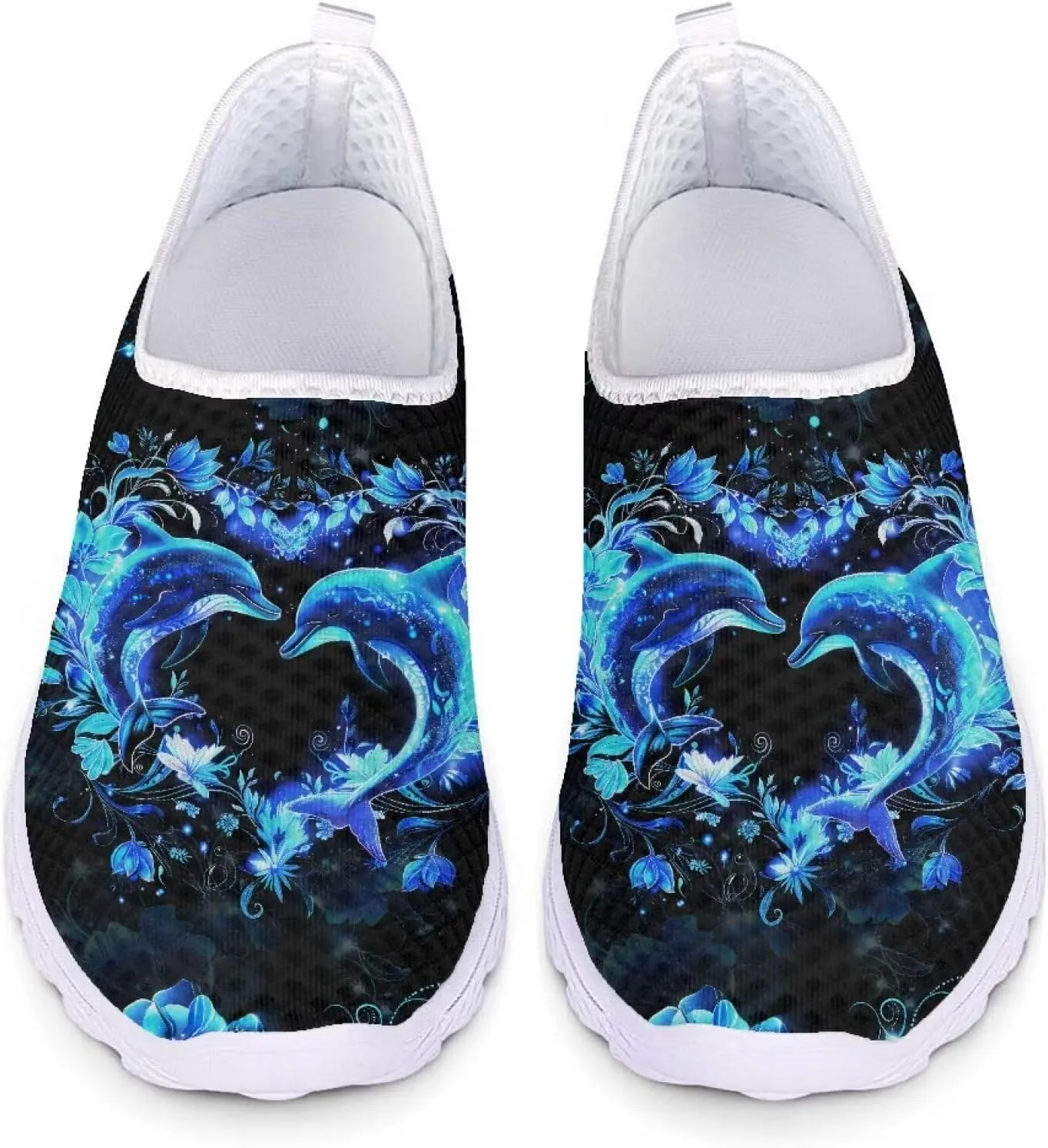 HUGS IDEA Women's Floral Mesh Slip on Shoes