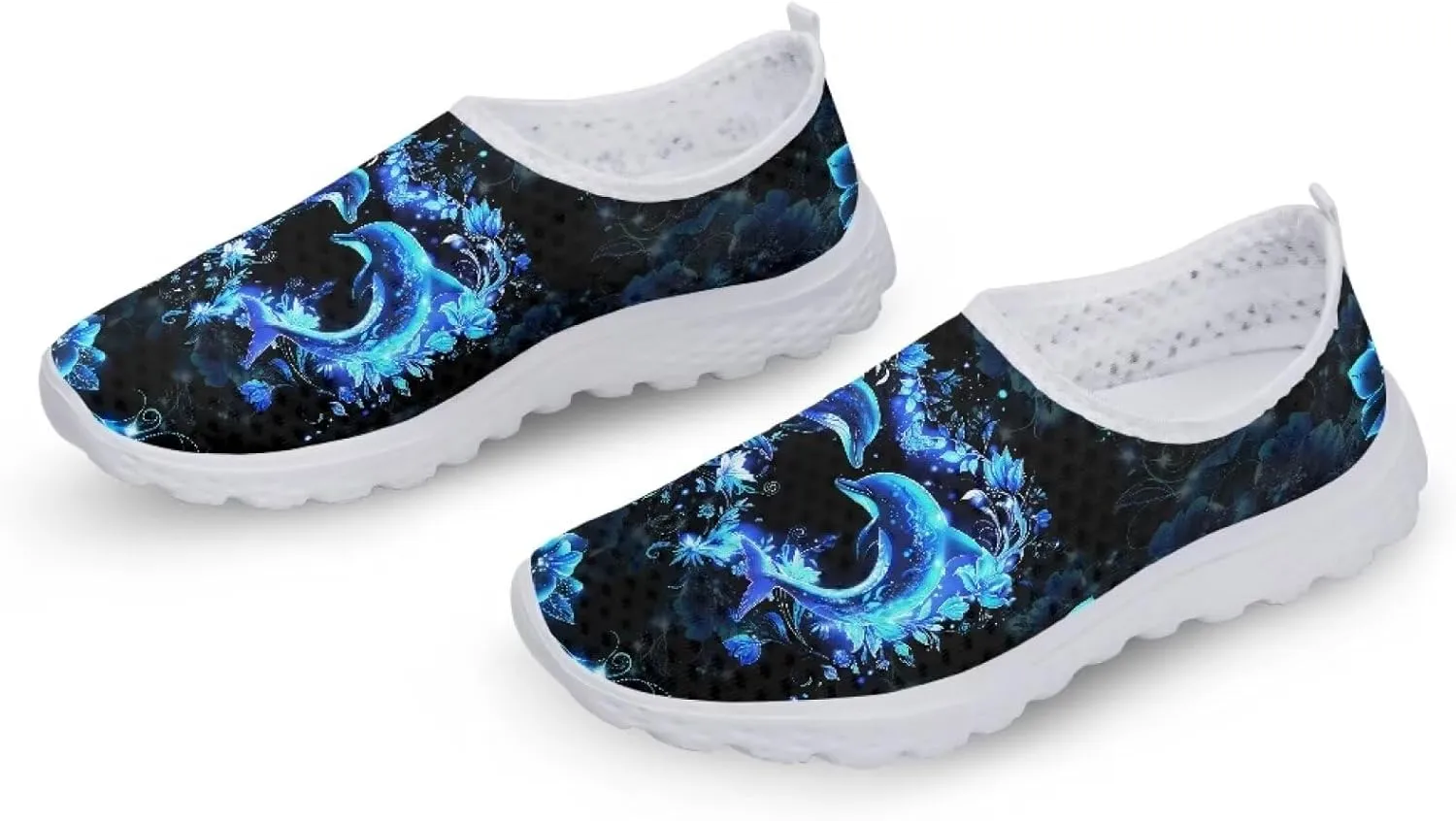 HUGS IDEA Women's Floral Mesh Slip on Shoes