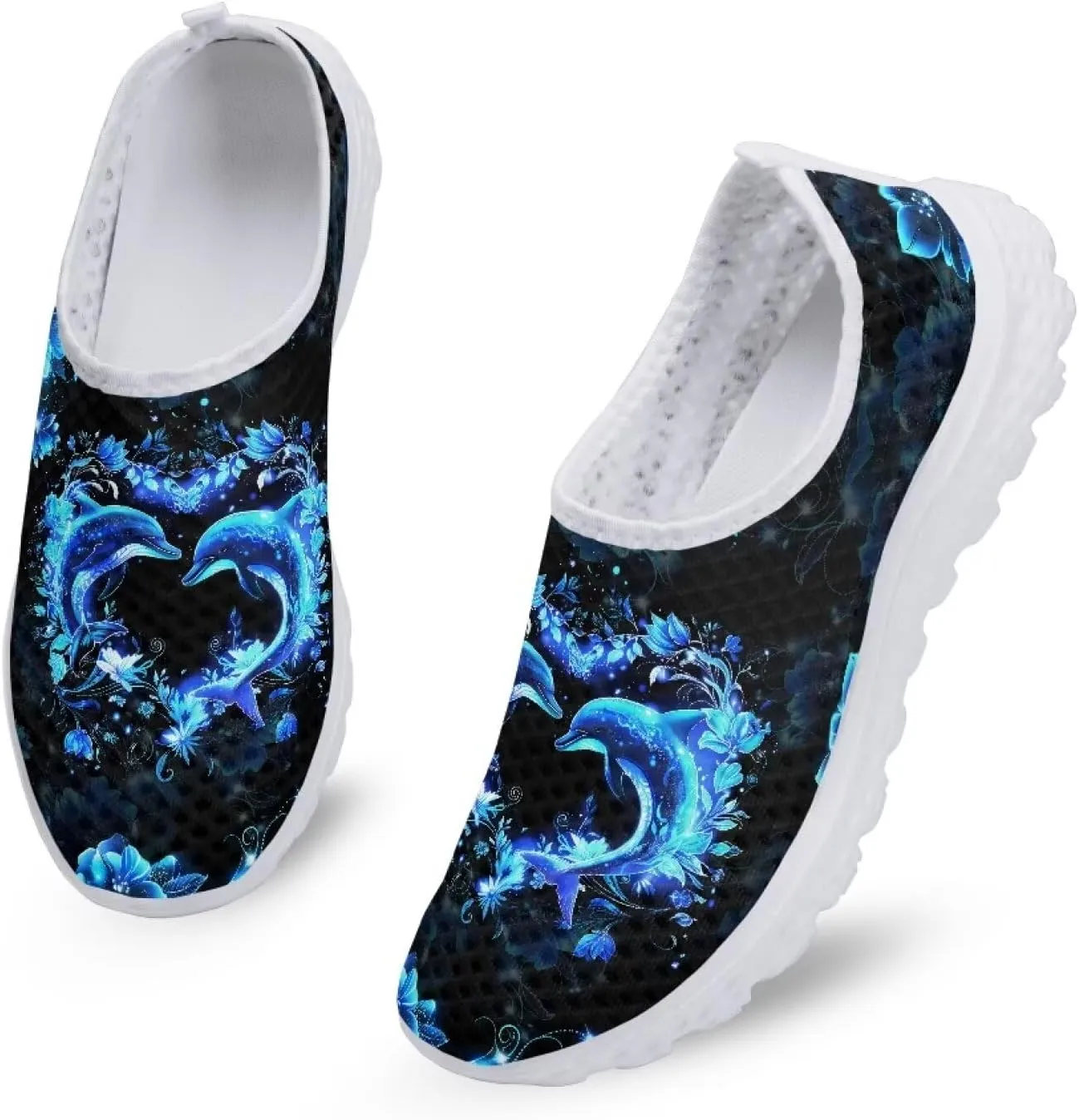 HUGS IDEA Women's Floral Mesh Slip on Shoes