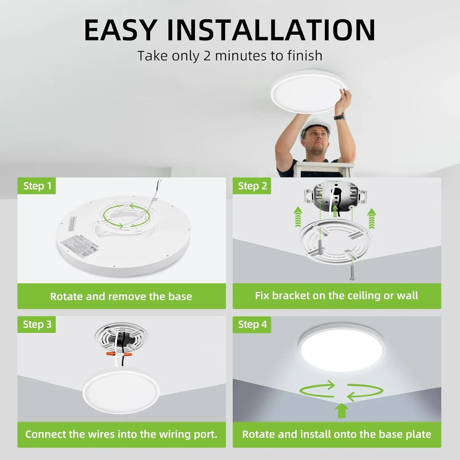 hykolity 12 Inch Selectable CCT LED Round Flat Panel Light, 24W 3000K/4000K/5000K, Edge-Lit Flush Mount Ceiling Light Fixture for Kitchen, Bedroom, Laundry and Closet Room, White