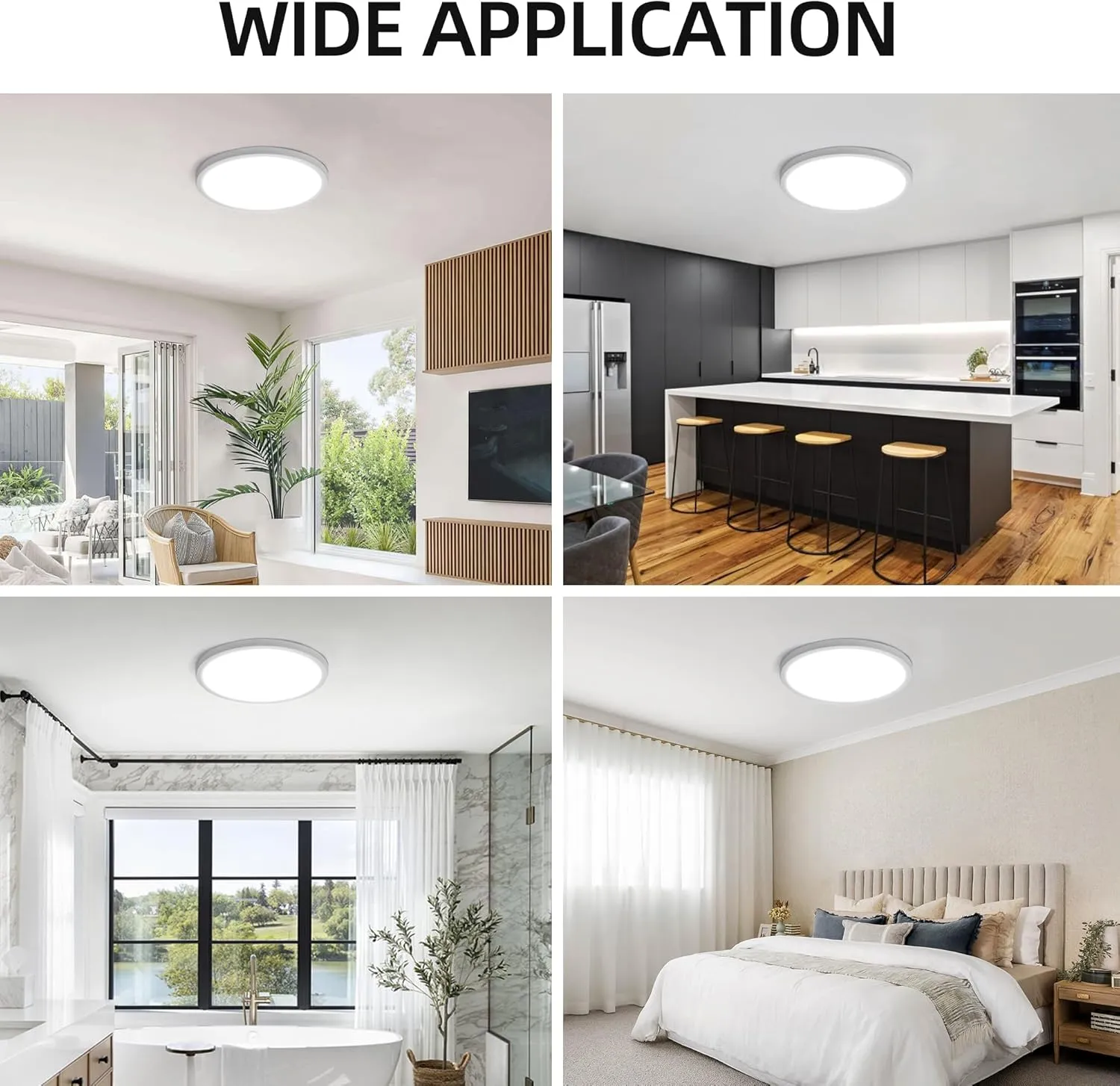 hykolity 12 Inch Selectable CCT LED Round Flat Panel Light, 24W 3000K/4000K/5000K, Edge-Lit Flush Mount Ceiling Light Fixture for Kitchen, Bedroom, Laundry and Closet Room, White