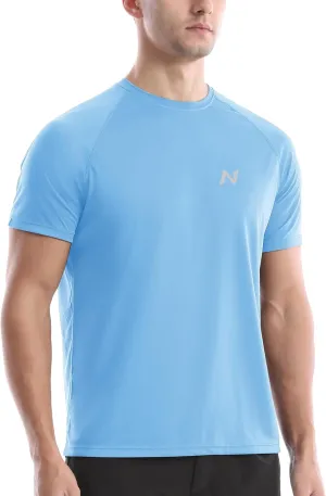 isnowood UPF 50  Swim Shirts for Men, Sun Protection Short Sleeve Rash Guard Mens Quick Dry Surf Athletic Beach Shirt