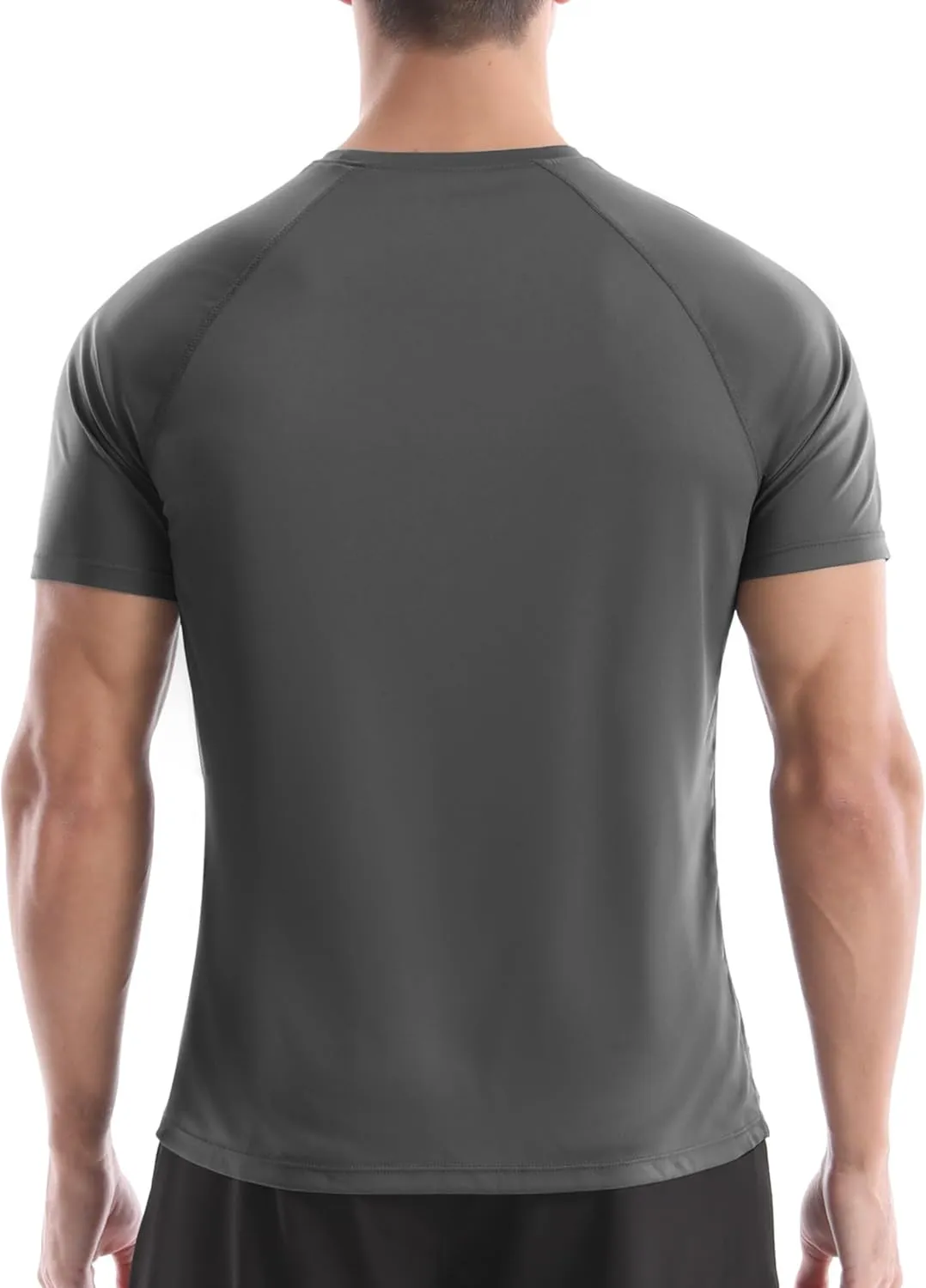 isnowood UPF 50  Swim Shirts for Men, Sun Protection Short Sleeve Rash Guard Mens Quick Dry Surf Athletic Beach Shirt