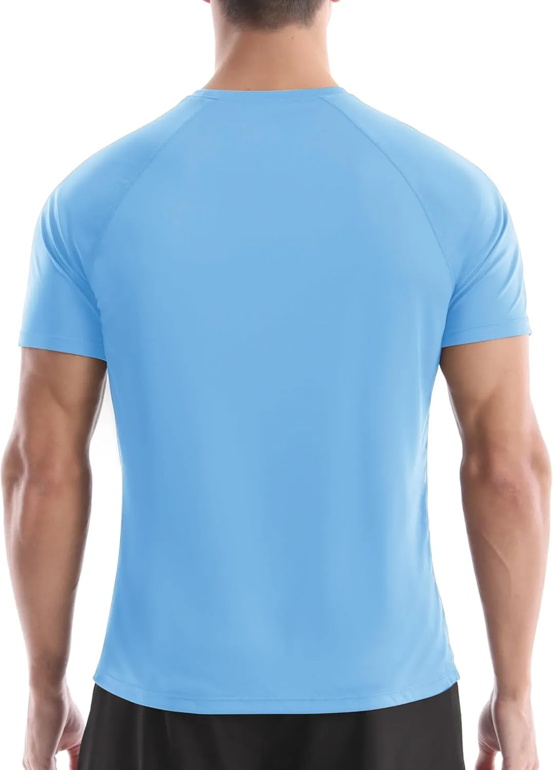 isnowood UPF 50  Swim Shirts for Men, Sun Protection Short Sleeve Rash Guard Mens Quick Dry Surf Athletic Beach Shirt