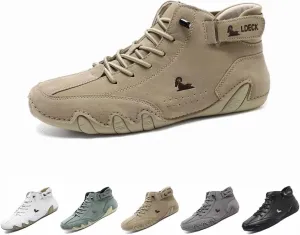 Italian Handmade Suede High Boots,Men's Soft Leather Casual Sneakers Non-Slip Breathable High Top Boots for Hiking, Driving