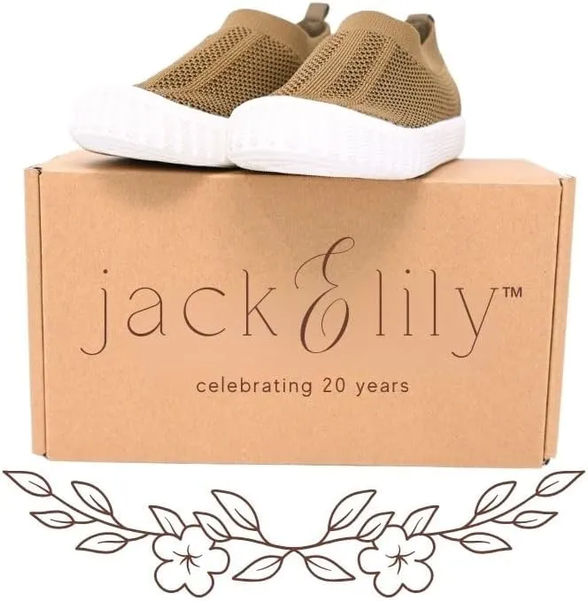 Jack & Lily Comfy Knit Slip-On Sneakers for Babies, Toddlers, and Kids – Lightweight, Non-Slip Rubber Sole Sneakers with Air-Cushioned EVA Insoles – Ideal Walking Shoes for Everyday Fun
