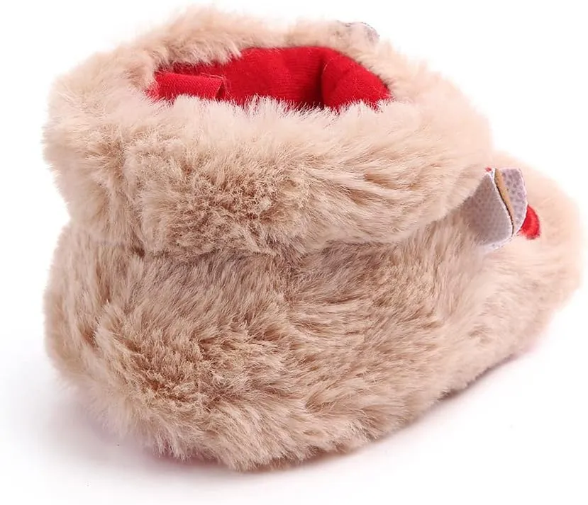 JadeRich Baby Boys Girls Cartoon Reindeer Fuzzy Bootie Slippers Soft Sole Warm Plush Indoor Shoes