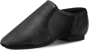 Jazz Shoes Leather Sole Slip-on Dance Shoes for Girls Boys,Black Brown (Toddler/Little Kid/Big Kid)