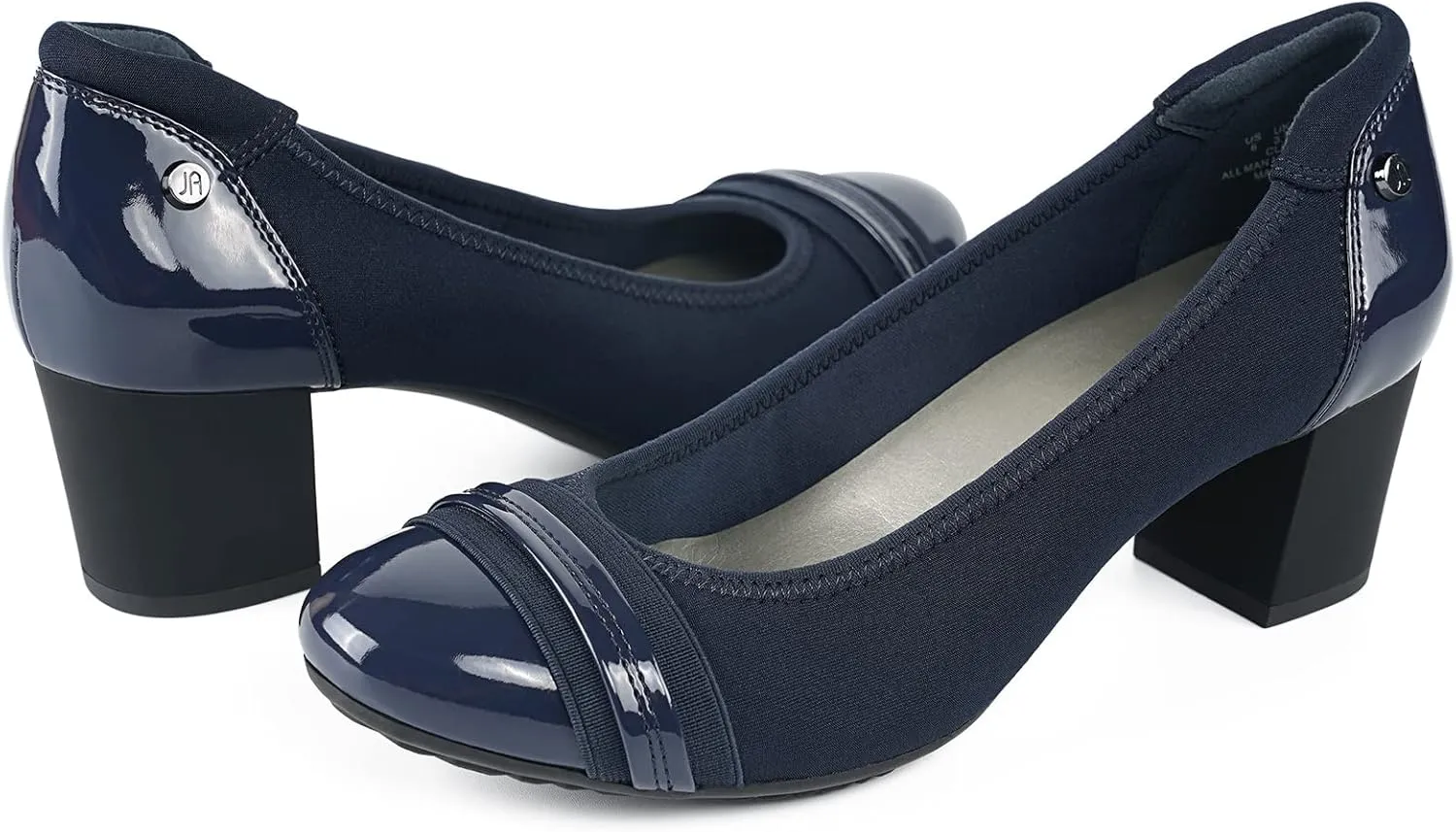 JENN ARDOR Chunky Block Pumps for Women Slip On Low Heel Closed Round Toe Dress Shoes Classic Mid Square Shoes Wedding Party Office Lady Shoes 2 inch