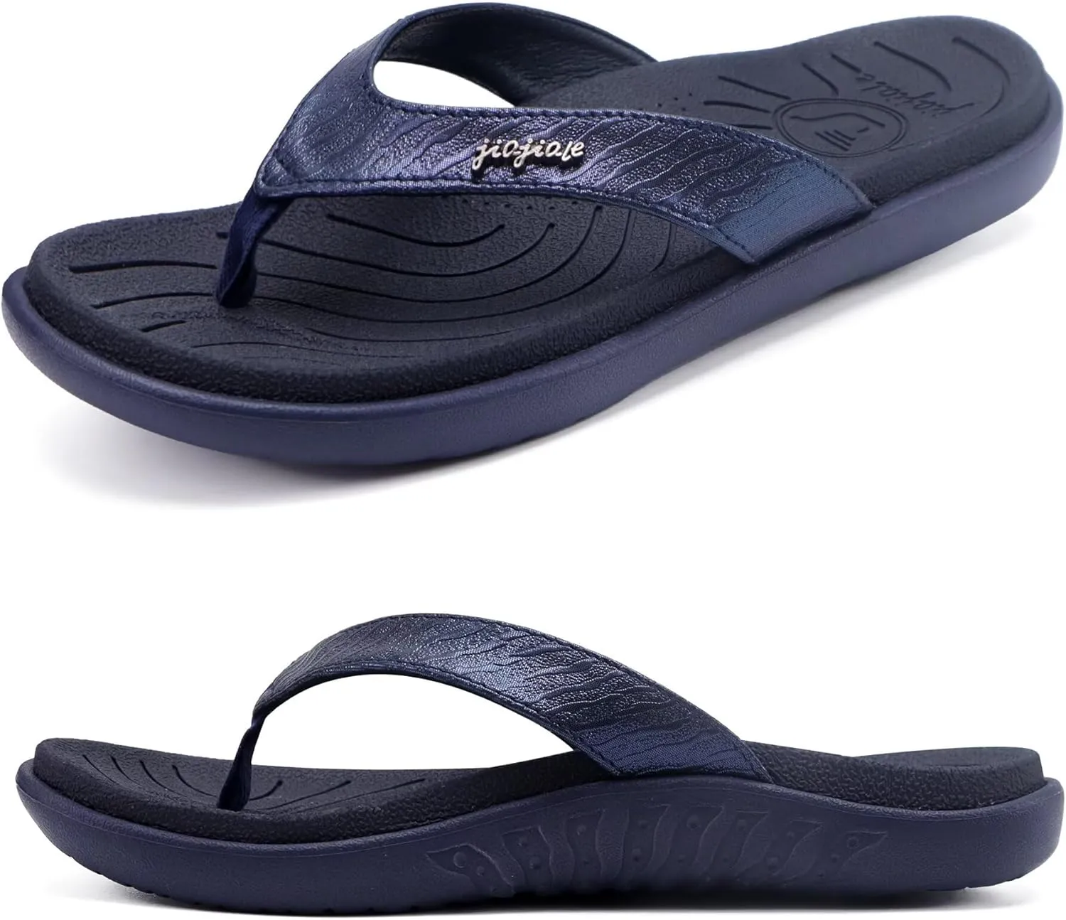 jiajiale Womens Fashion Orthotic Flip Flops Ladies Slip On Lightweight Comfortable Thick Cushion Yoga Mat Thong Sandals With Plantar Fasciitis Arch Support