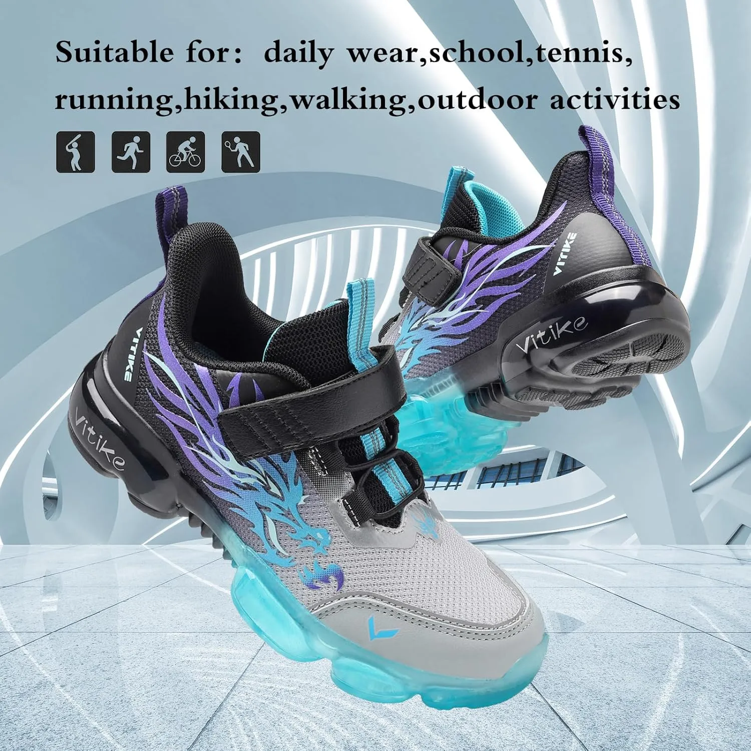 JMFCHI Kids Sneakers Boys Girls Tennis Running Shoes Outdoor Hiking Sneaker for Boys Athletic Breathable