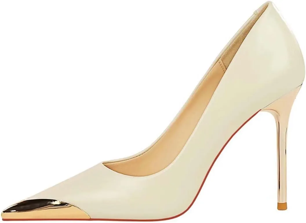 JOEupin Women Stiletto High Heel Pointed Toe Pumps Slip-on Wedding Party Sexy Dress Shoes 3.5 Inches Heels