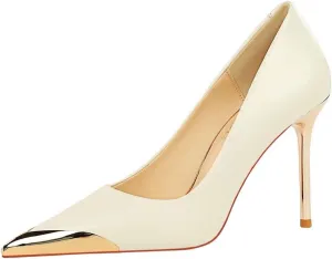 JOEupin Women Stiletto High Heel Pointed Toe Pumps Slip-on Wedding Party Sexy Dress Shoes 3.5 Inches Heels