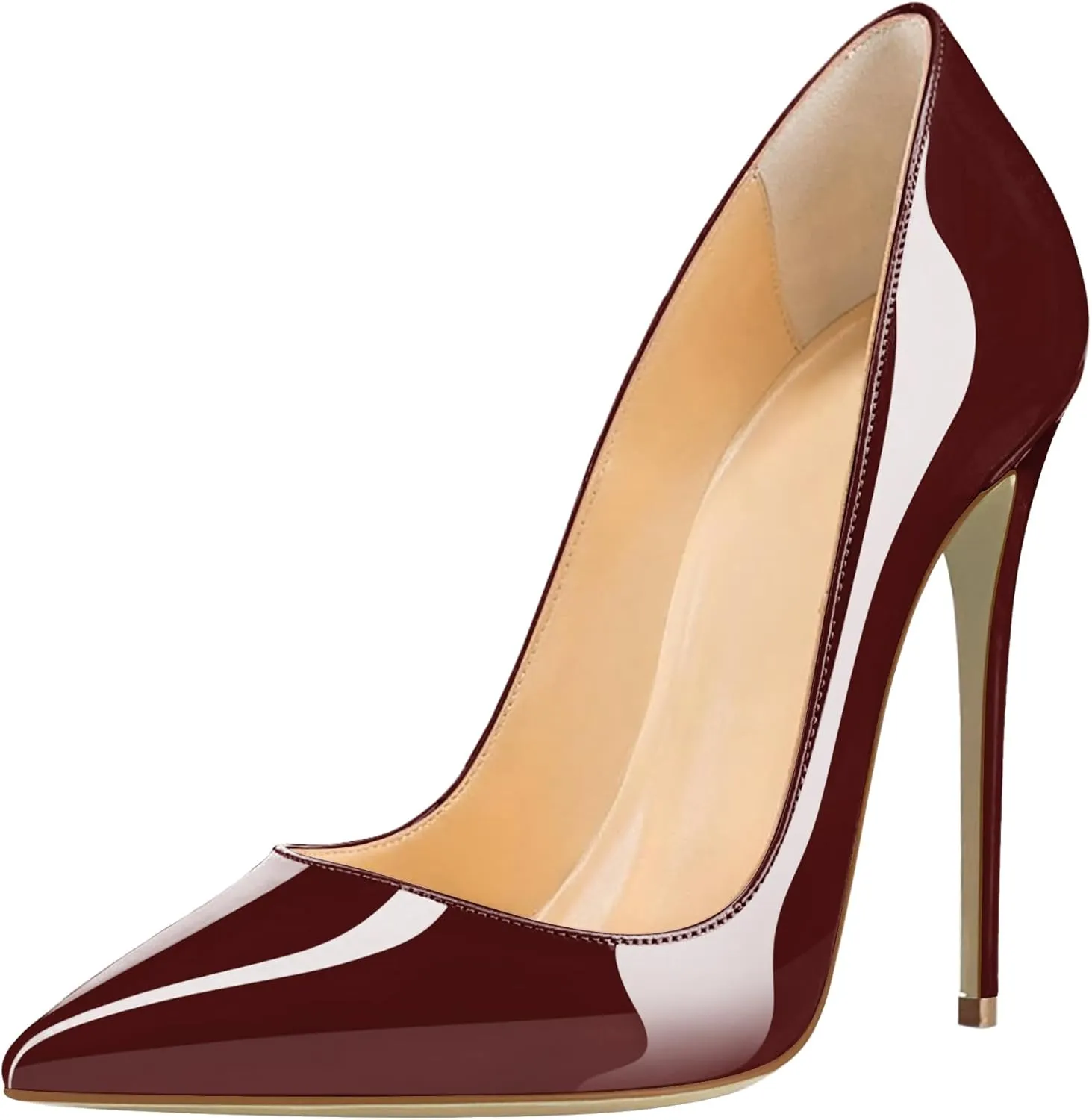 Joseywade Womens High Stilettos Heels Pointed Toe Pumps Slip-on 5 Inch Sky High Slim Thin Heel Dress Shoes