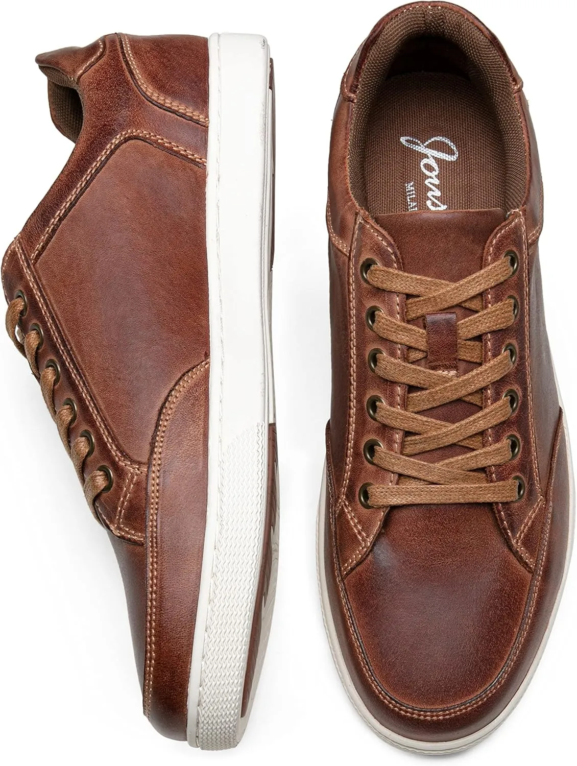 Jousen Men's Sneakers Leather Casual Shoes for Men Business Lace Up Dress Sneaker Mens Shoe