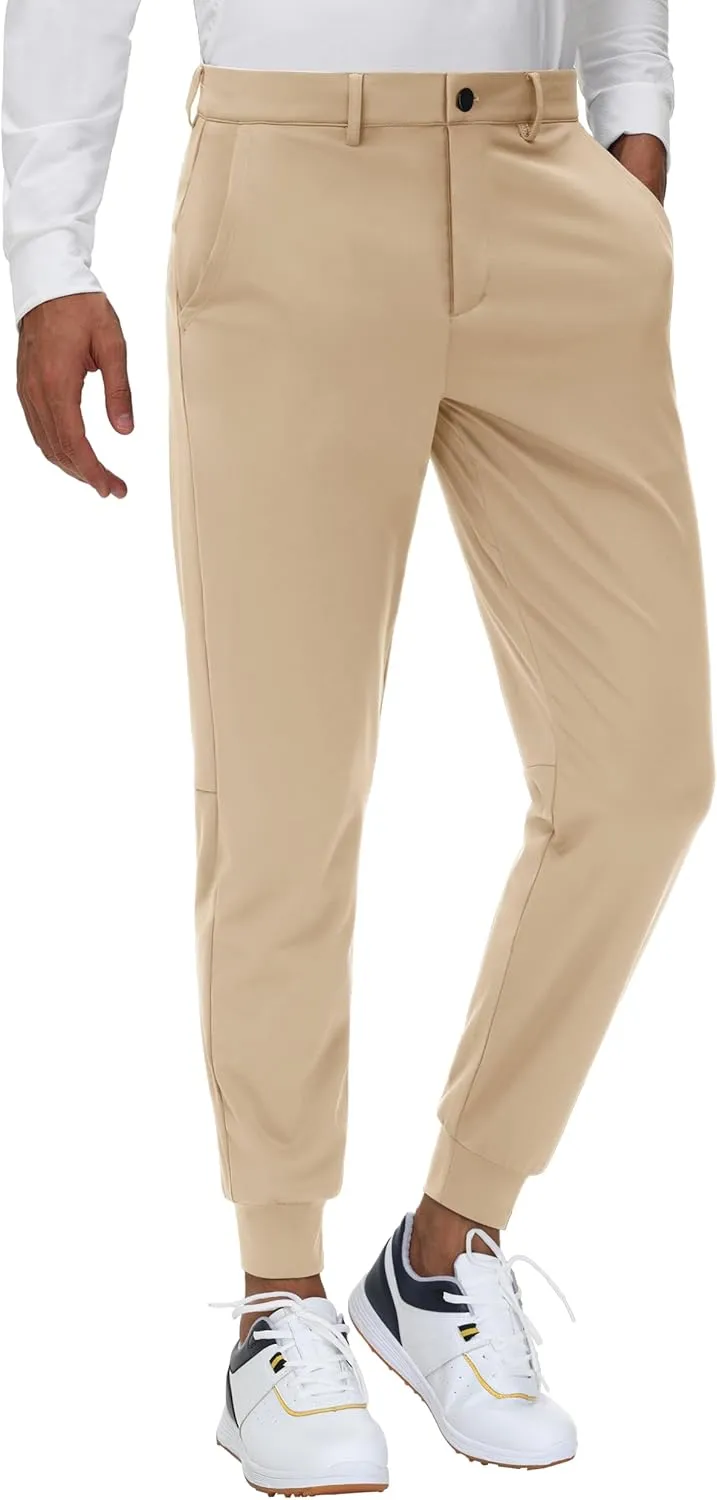 JWM Men's Stretch Golf Joggers Pants with Belt Loops - 29" 34" Slim Fit Tapered Casual Business Travel Dress Work Sweatpants