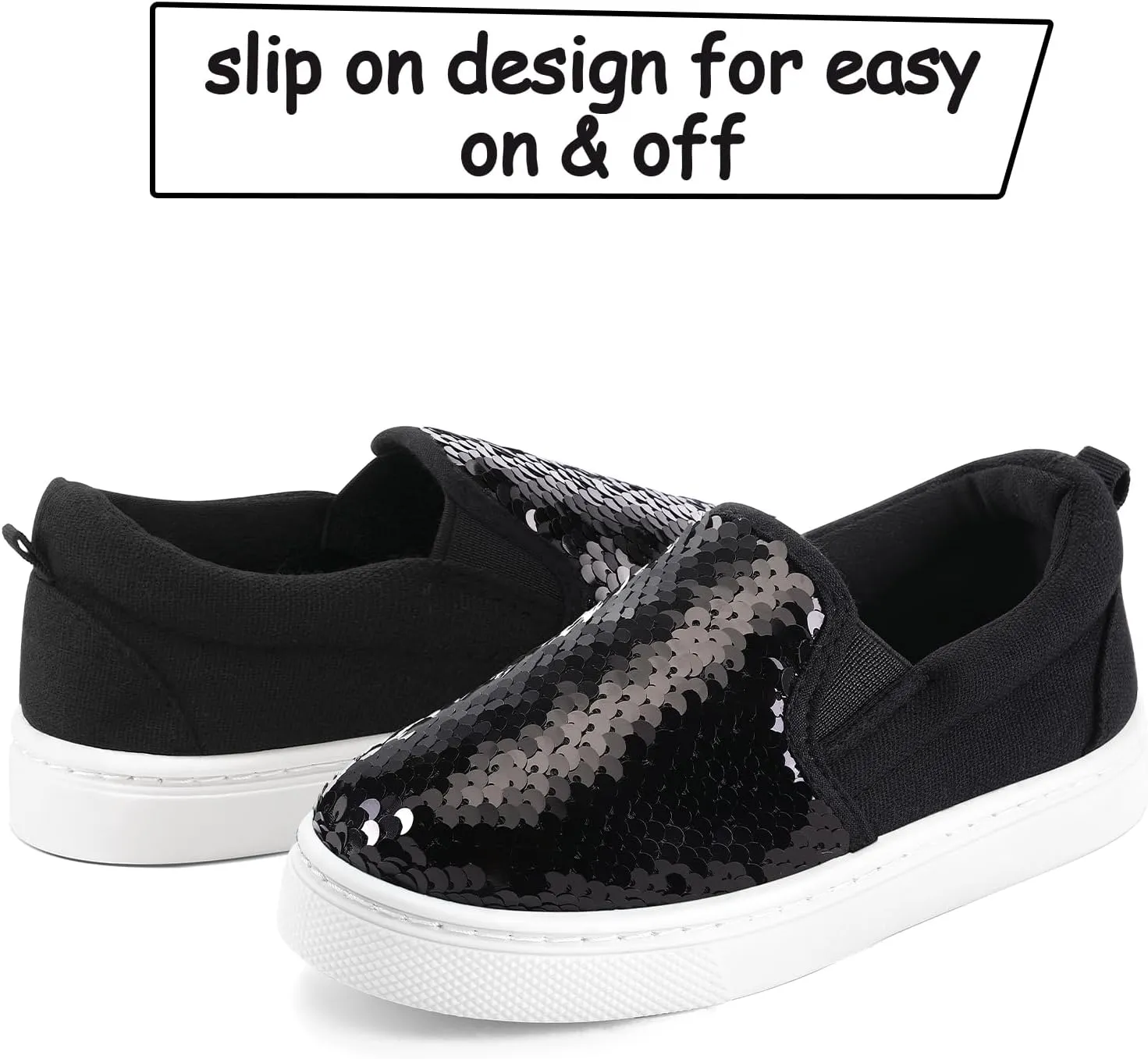 K KomForme Toddler Slip on Sneakers Girls Sparkle Sequins Canvas Walking Shoes